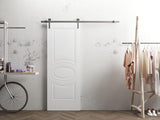 Mela 7001 | Interior Single Sliding barn Door, no Glass, MDF, 36x96, White, Classic Style | Hardware