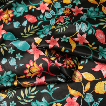 Vintage Print Satin Fabric Cloth Lining Sewing Fabric