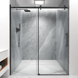Frameless Shower Door, 56-60" W x 72" H Sliding Glass Shower Door, 5/16" (8mm) SGCC Tempered Glass