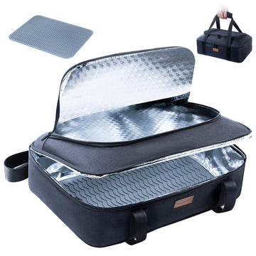 Insulated Casserole Carrier for Hot or Cold Food with Heat-Resistant Mat