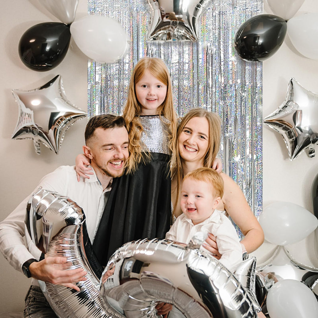 Tinsel Curtain Party Backdrop Silver Birthday Party Decorations 10 Packs Glitter Foil Fringe Curtain Party Decor