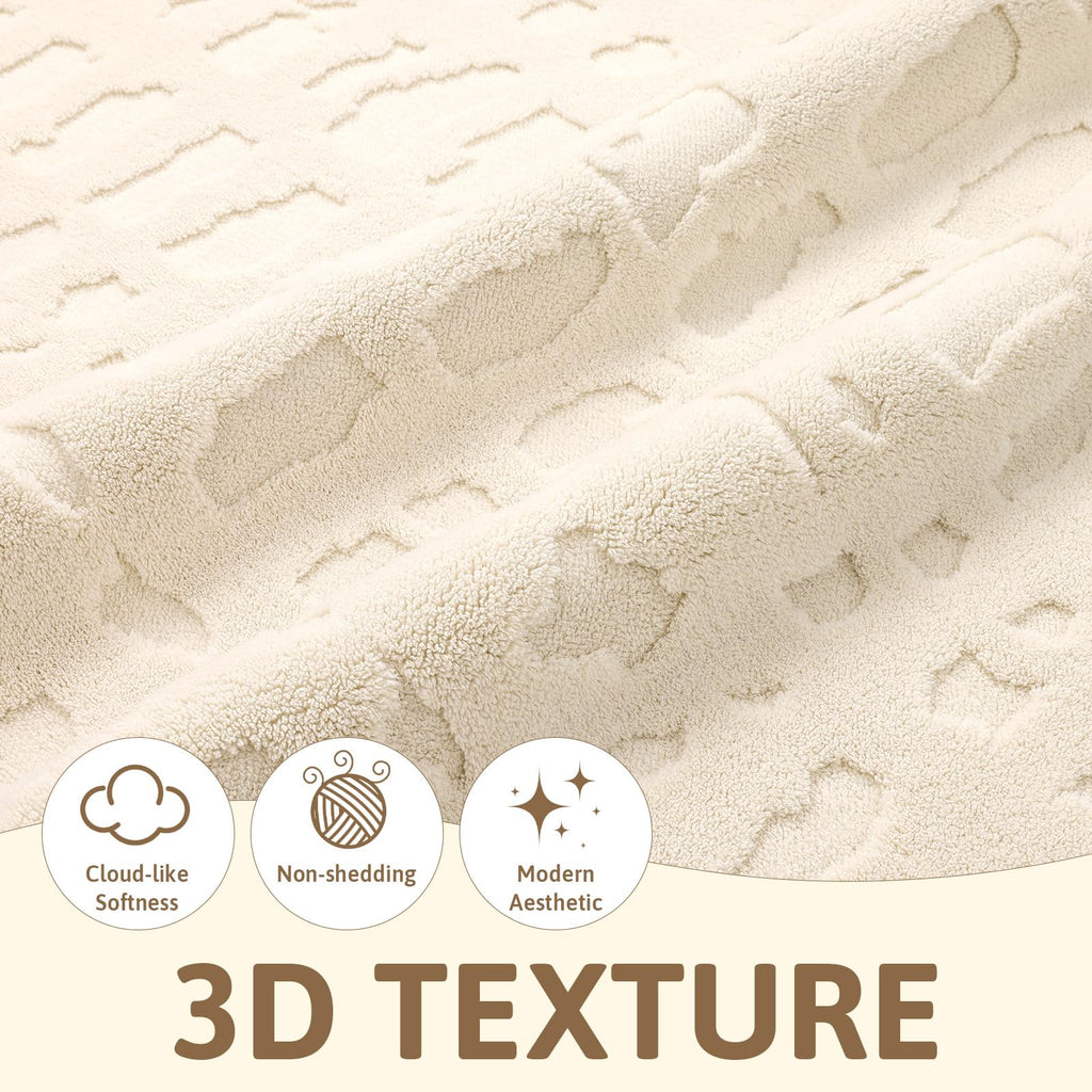 Washable Area Rugs Textured Non Slip, Beige