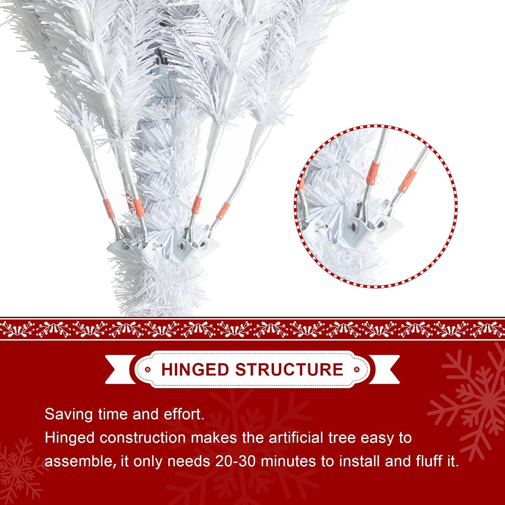 Pre-Lit White Pine Full-Size Artificial Christmas Tree with 800 Warm White Lights, Three Function, Aspen