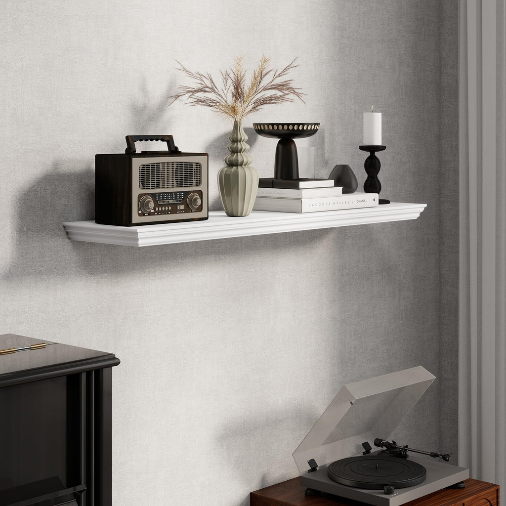 Floating Shelves 40 Inch Long, 9.3 Inch Deep Classic Crown Molding Floating Shelves for Wall, Rustic Wooden Shelves