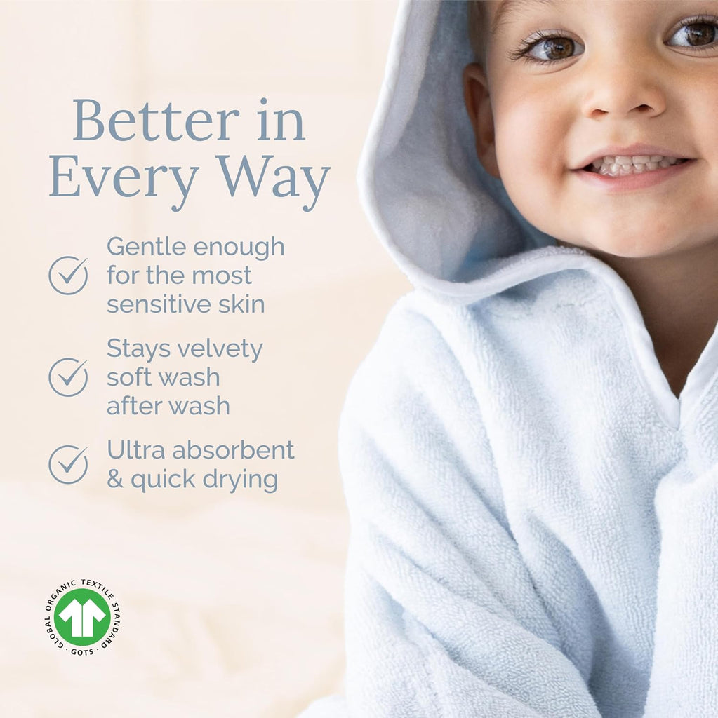 Hooded Towel Poncho - 100% Organic Cotton - Kids & Toddler Beach Towel with Hood - GOTS Certified - Gentle on