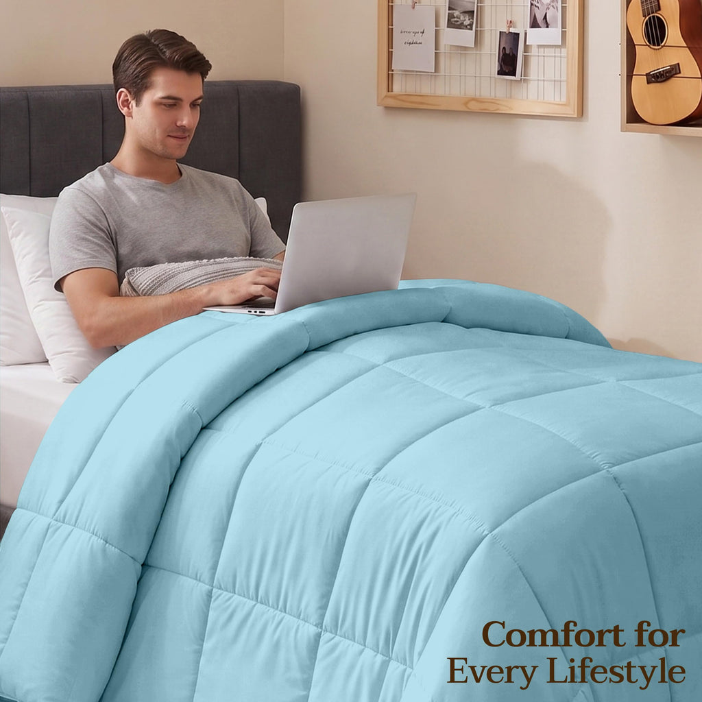Twin Comforter, Duvet Insert, Aqua, 64 x 88 Inches