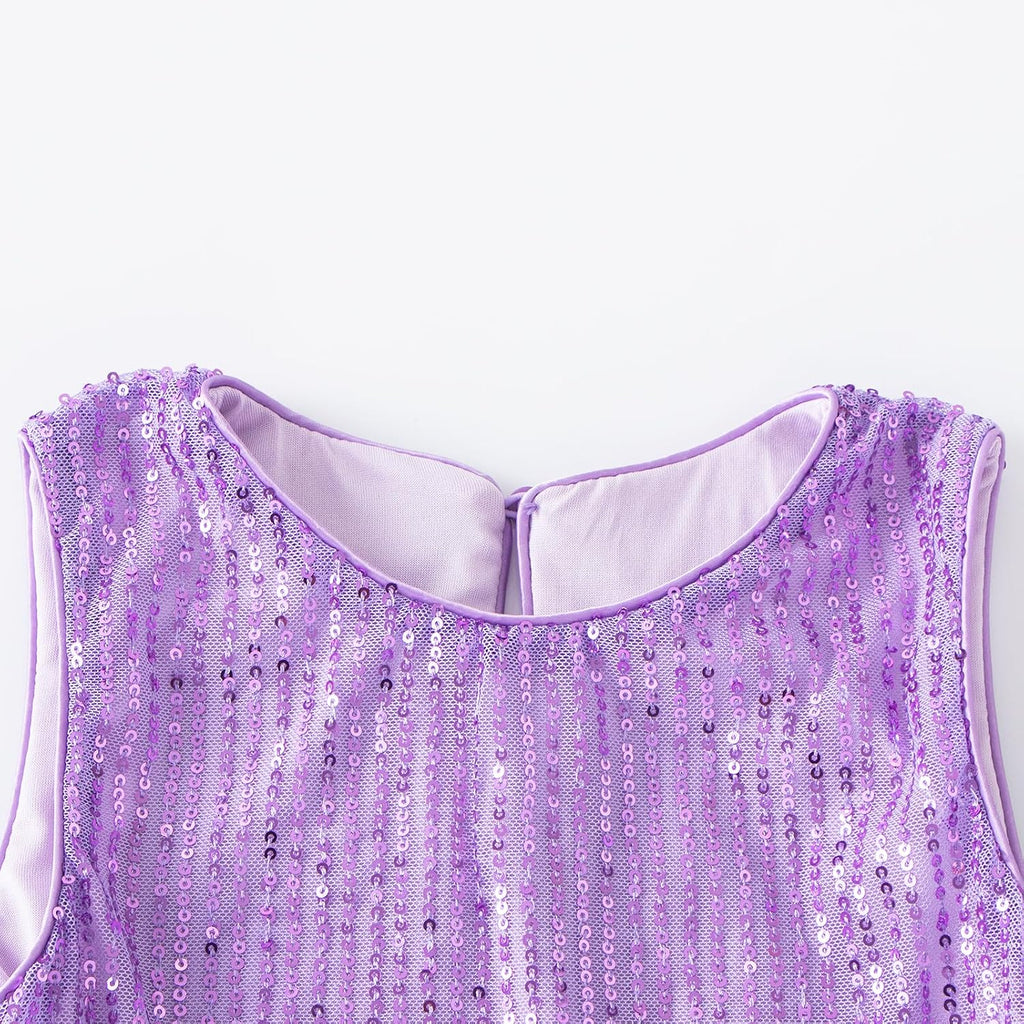 Toddler Girls Sequin Sleeveless A Line Party Sparkly Gown Mesh Dress