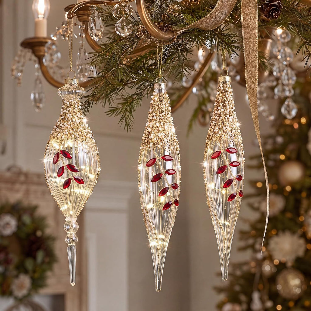 3 Pcs Christmas Glass Ball Ornaments Xmas Tree Decorations