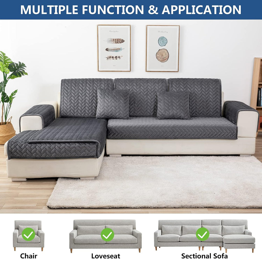 Velvet Sectional Couch Covers for Dogs, Dark Gray, 1PC, 36''x36''