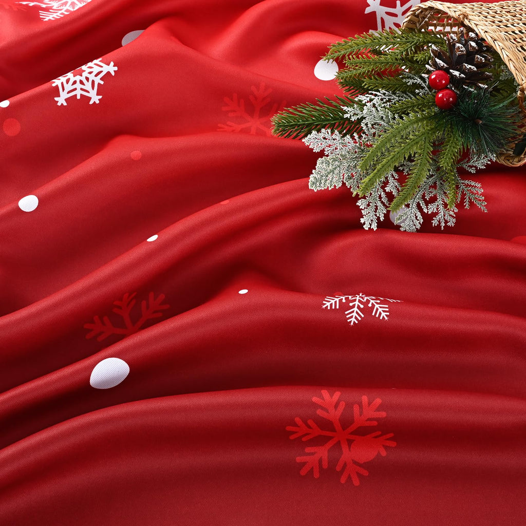 Christmas Valances for Windows Red Kitchen Curtains Snowflake Valances Blackout Window Valance Rod Pocket Xmas