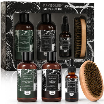 Men's Self Care Gift Set, 4 Pcs Sandalwood Scented Luxury Spa & Grooming Set, Birthday & Father's Day Gifts Set for