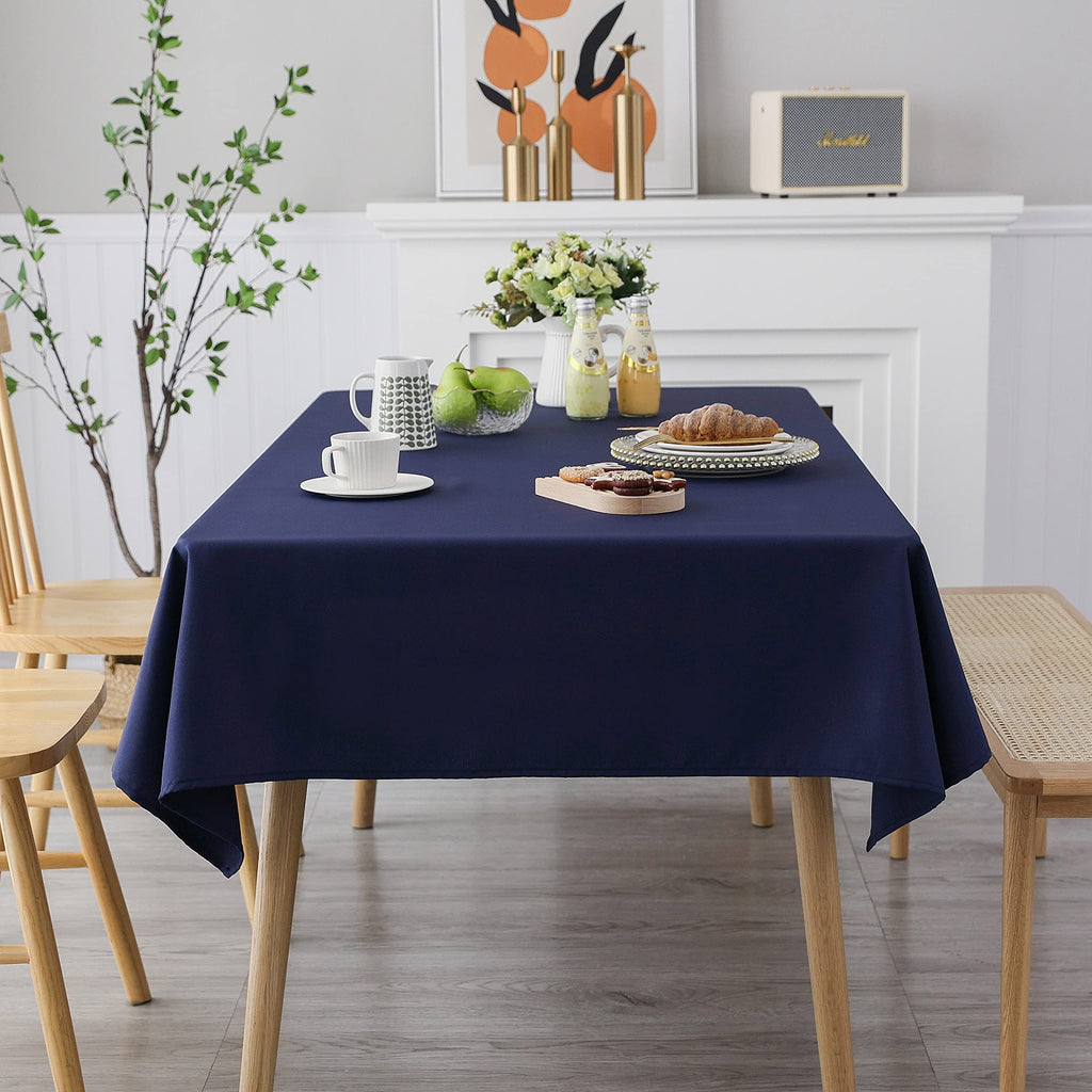 Blue Waterproof Fabric Tablecloth for Rectangle Table Spill Proof Polyester Table Cloth 1 Pack Decorative Washable