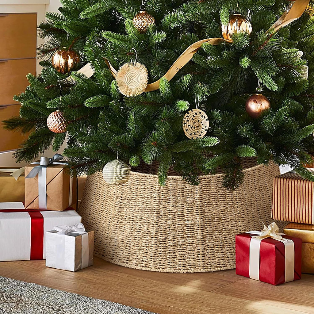 Christmas Tree Collar- 26",Christmas Tree Base Christmas Tree Basket Collar ,for Covering Tree Stand (Burlywood, 26