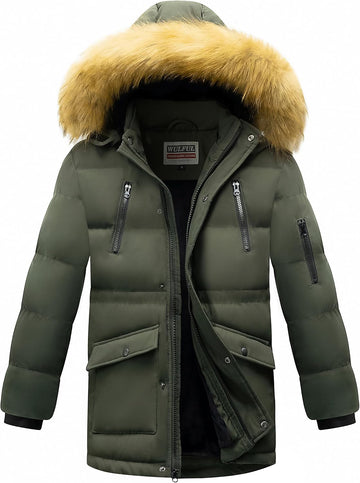 Boy's Winter Coat Waterproof Fleece Lined Parka Jackets Kids Hooded Puffer Outerwear