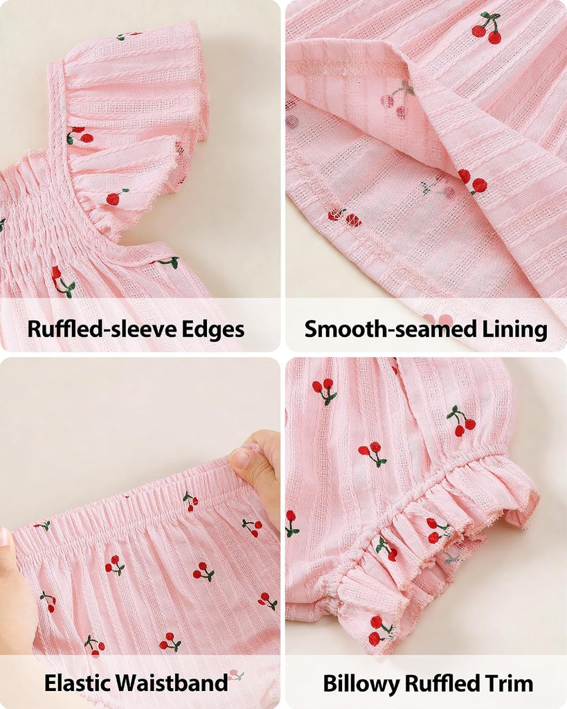 Newborn Baby Girl Summer Clothes Infant Girl Outfits Sleeveless Ruffle Top and Bloomers Shorts Set 0 3 6
