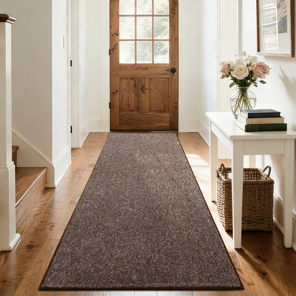 2x8 Brown/White Runner Rug Non-Slip Washable Kitchen Bedroom