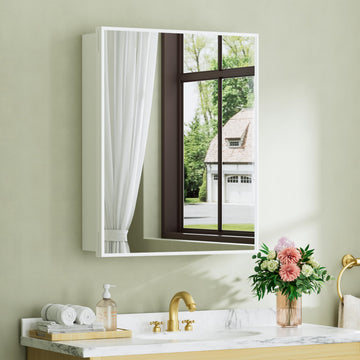 24 x 30 Inch Framed Medicine Cabinet Mirror, Recessed/Wall Mounted