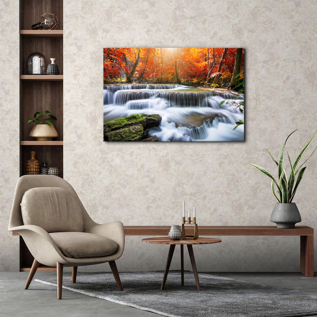 Nature Sunset Landscape Large Wall Art Living Room National Park Forest Picture Wall Decor Waterfall Scene Poster