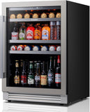 Beverage Refrigerator Cooler - 24 Inch Beverage Fridge 180 Can with Glass Door, 