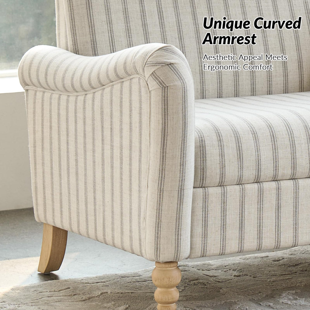 50.5" Farmhouse Loveseat Sofa, 2 Seater Sofa, Grey Stripe