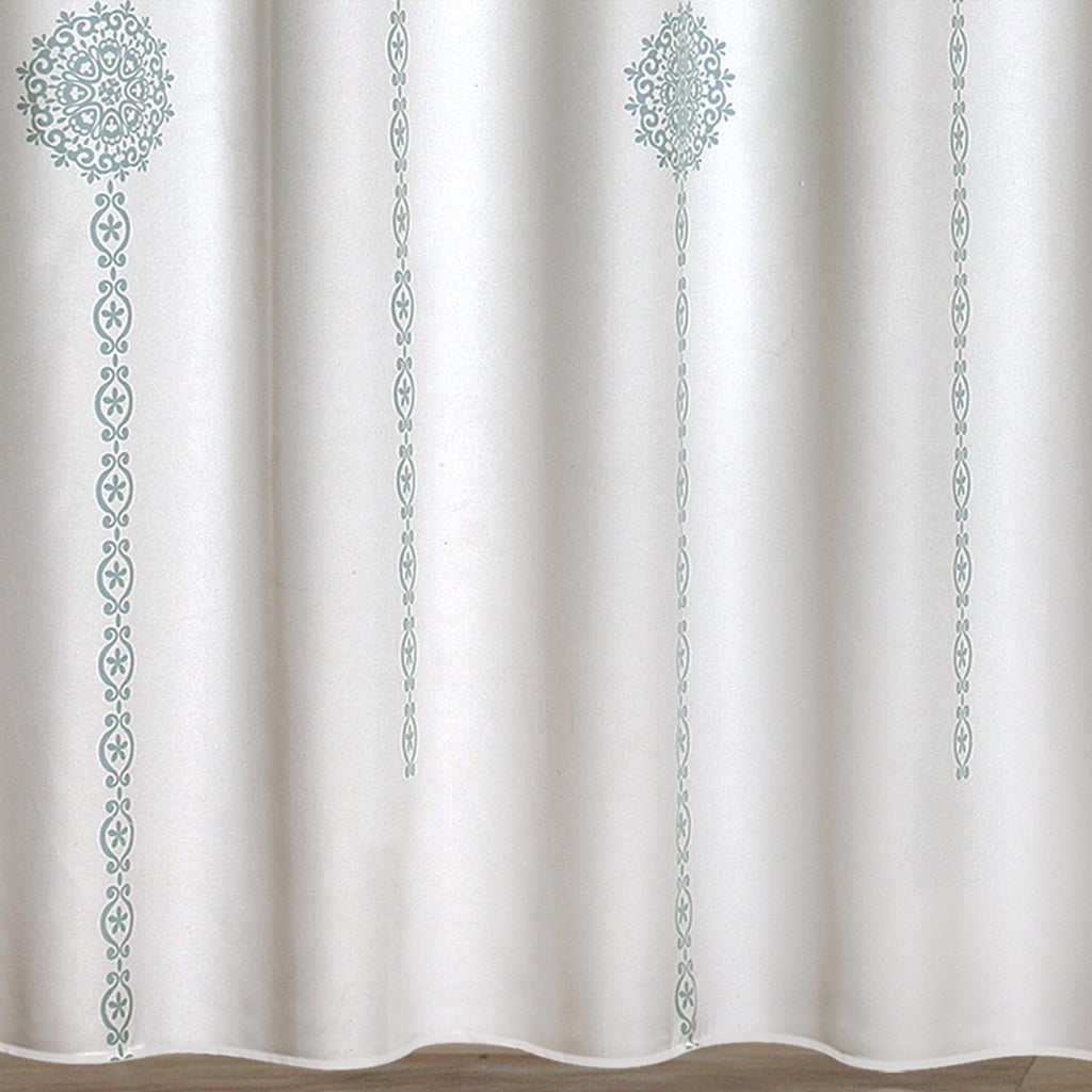 Stripe Medallion Shower Curtain-Fabric Mandala Bohemian Damask Print Design, 72" x 72", Blue