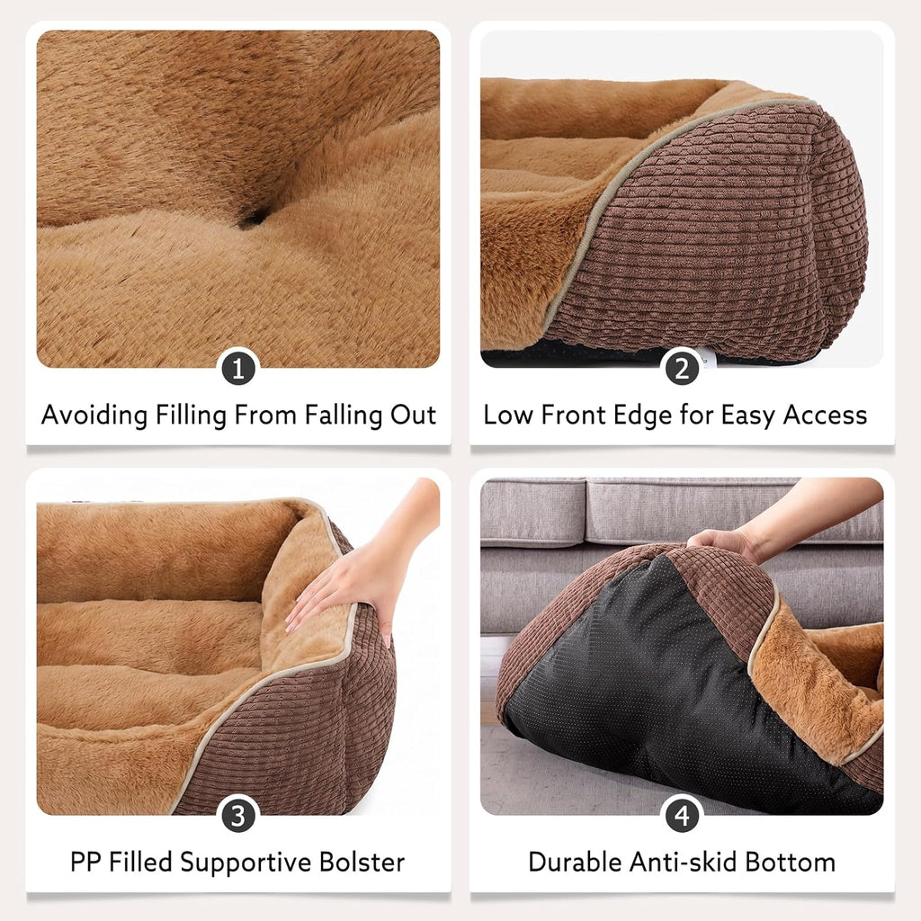 Dog Beds for Medium Dogs Washable, Calming Pet Bed Medium Size Dog, Soft Rectangle Pet Beds Sofa Cuddler, Orthopedic