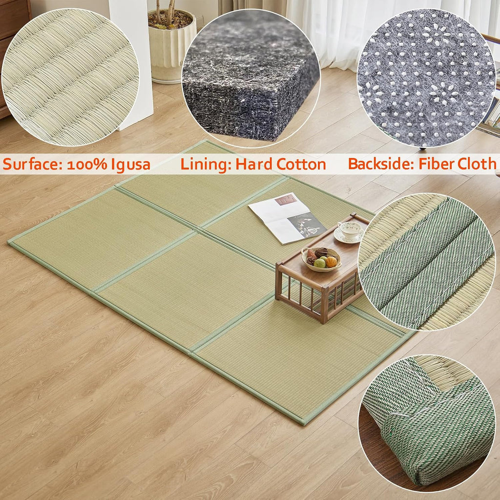 Rush Grass Floor Tatami Mat, Queen, 79" x 59" x 0.5"