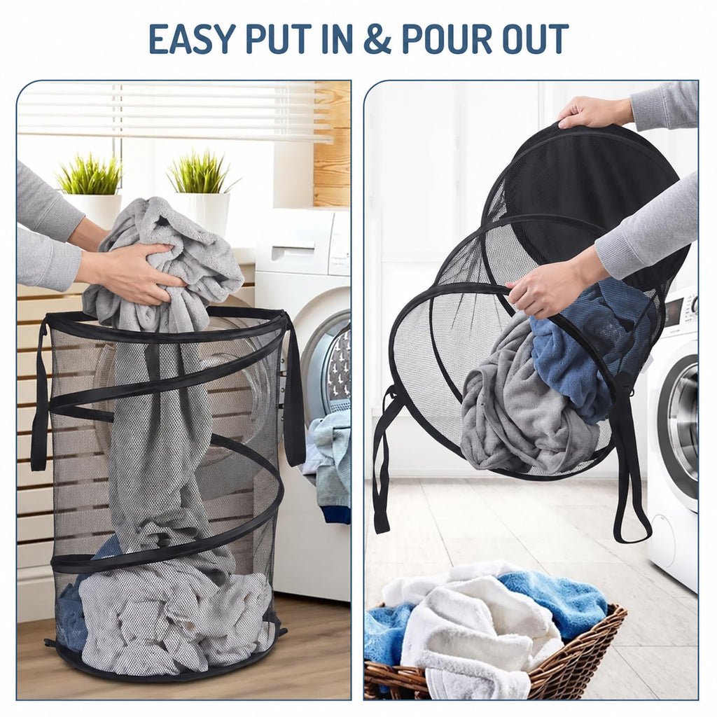 Mesh Popup Laundry Hamper 115L Foldable Laundry Basket Extra Large Capacity Collapsible Clothing Storage Basket with