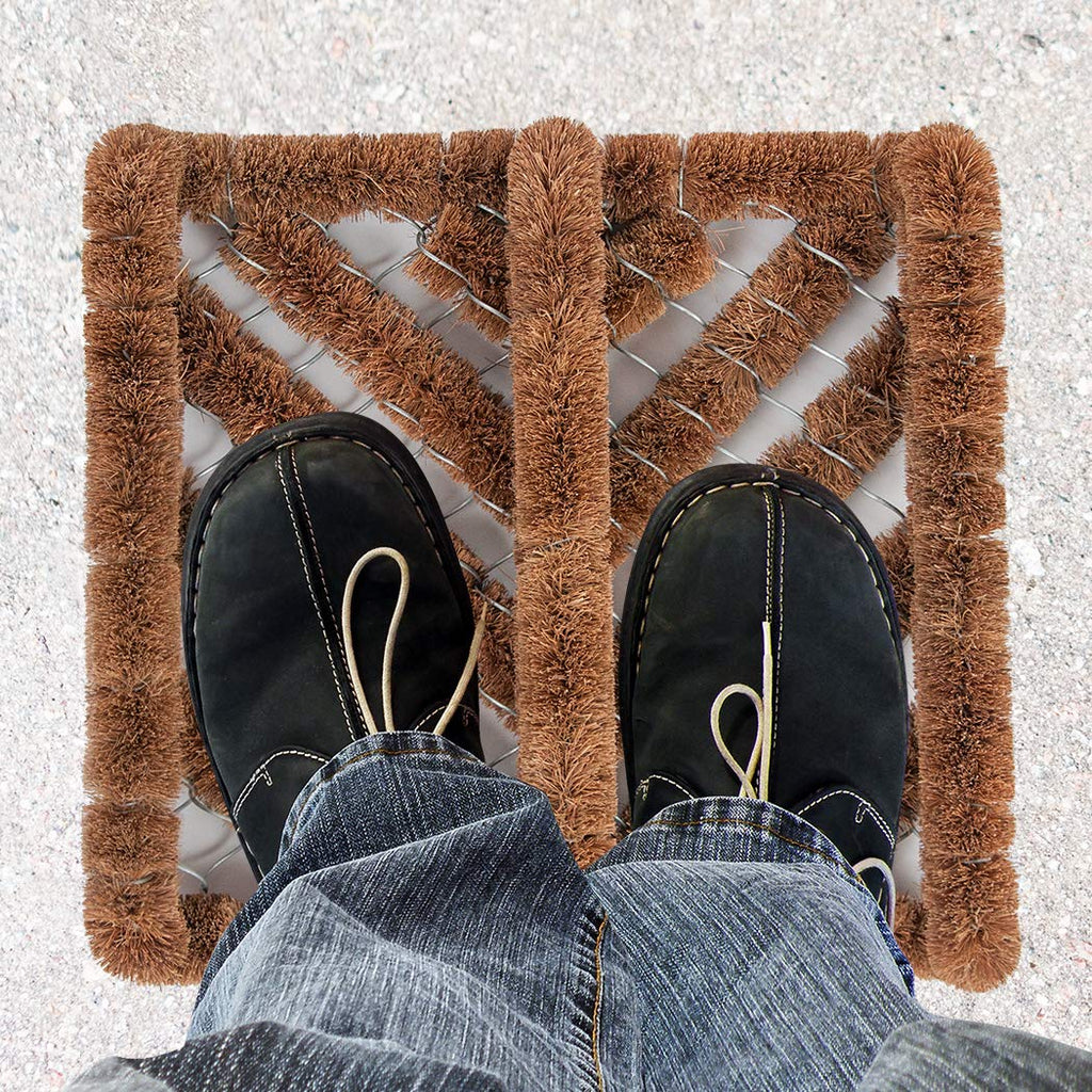 Natural Coir Boot Scraper Door Mat - 13 x 12 inch