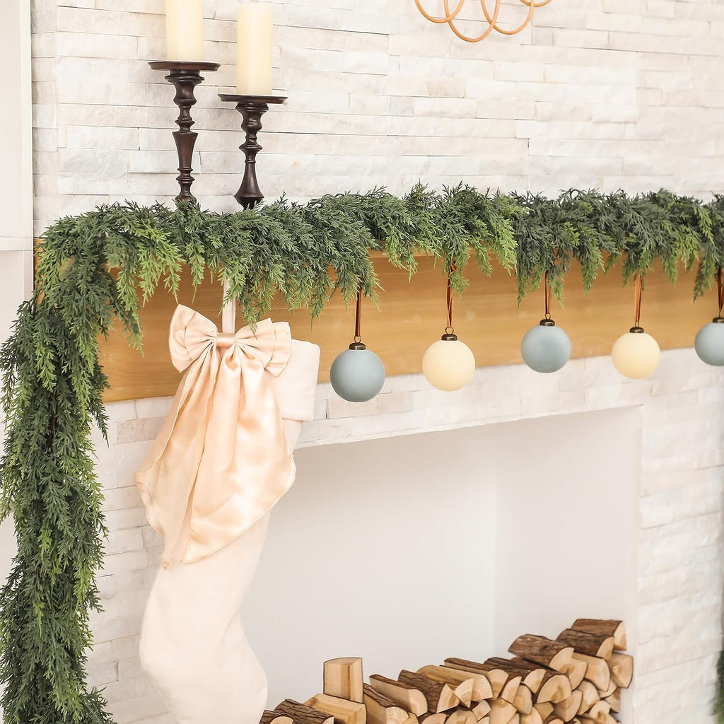 2 Pcs 9 ft Artificial Christmas Cedar Garland