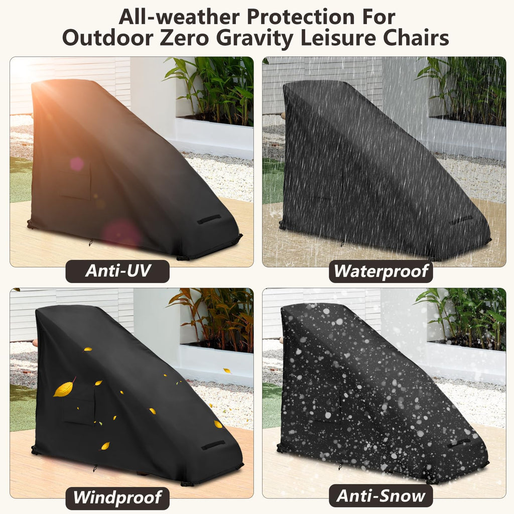 Zero Gravity Chair Cover XL, Outdoor Heavy Duty 600D Waterproof Zero Gravity Lounge Chair Cover, Patio Folding Zero