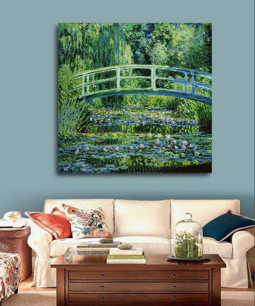 ART - Water Lilies and Japanese Bridge, by Claude Monet - Oil painting Reproductions - Giclee Canvas Prints Wall Art