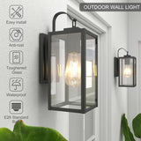 Outdoor Wall Lights, Matte Black Exterior Light Fixture with Clear Glass Shade, Waterproof Front Porch Lighting
