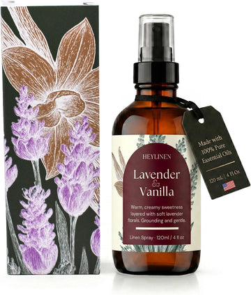 Lavender & Vanilla Linen Spray | Relaxing Aromatherapy Made with Pure Essential Oils | Fabric Freshener for Yoga Mats - Set of 4