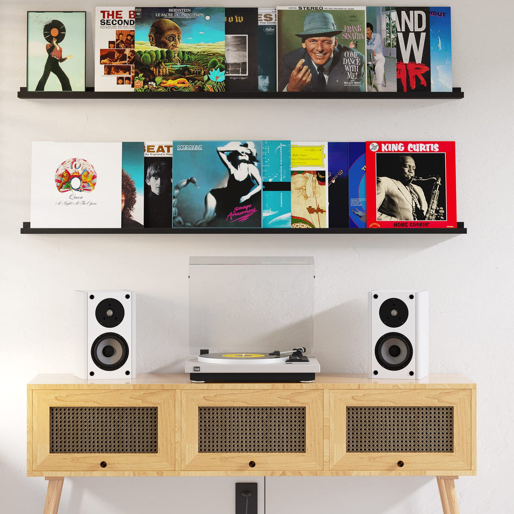 60" Long Picture Ledge Floating Wall Shelf, Farmhouse, Kitchen Decor, Black Set of 2