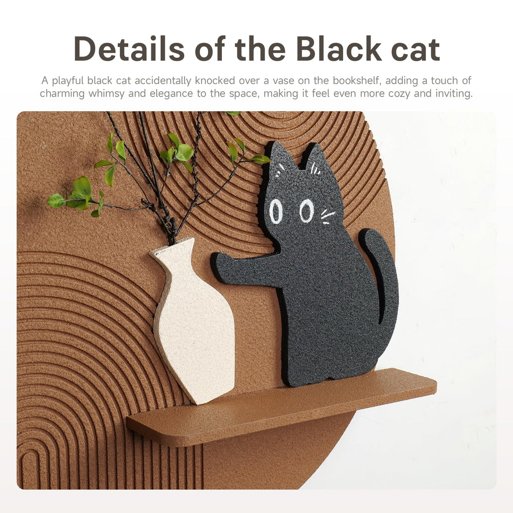 3D Textured Round Cat Wall Art, Modern Minimalist Wall Decor, 24x24 Inch