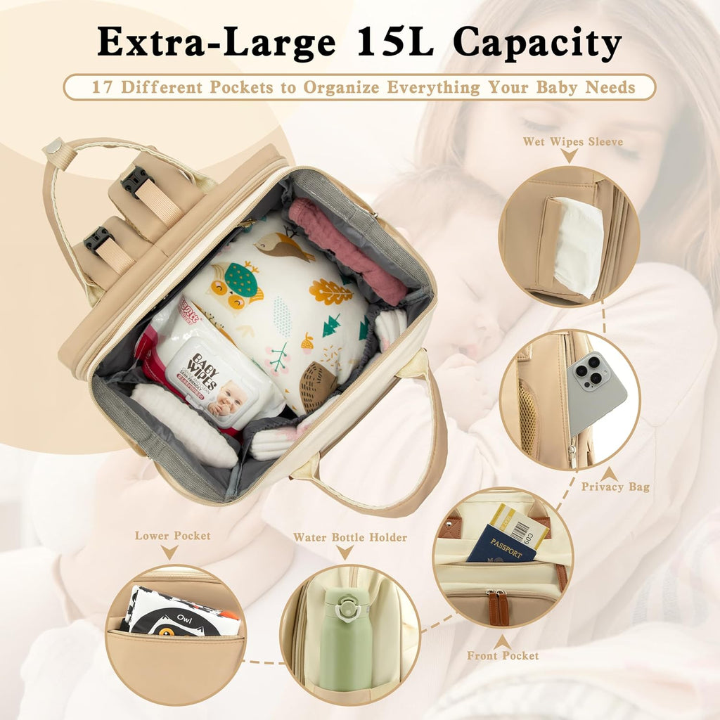 Large Diaper Bag Backpack Khaki