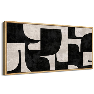 Extra Large Framed Canvas Print Wall Art Geometric Abstract Black and White Geometric Pattern Illustrations Modern