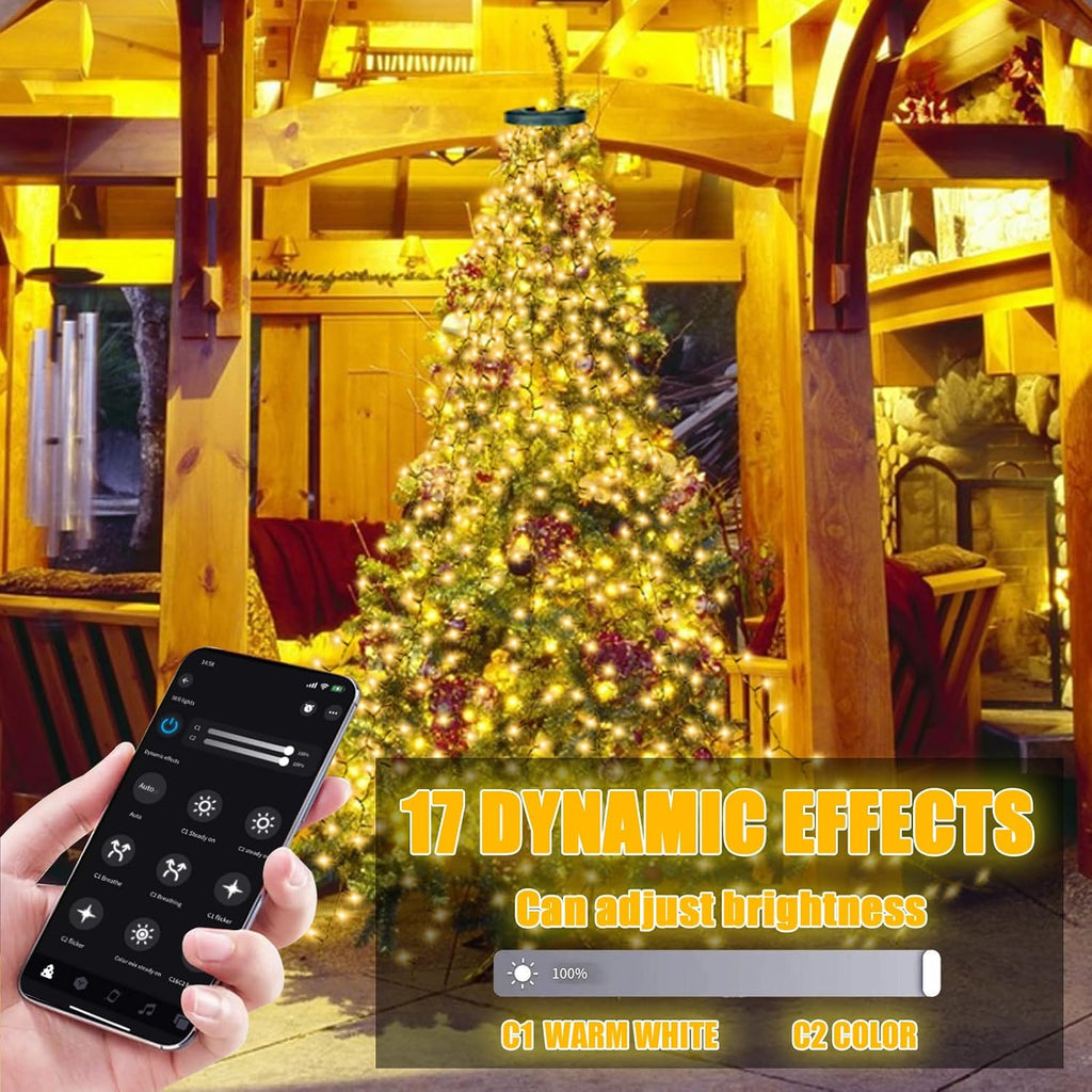 Smart Christmas Tree Lights with Ring, APP Control Music Sync 6.56Ft x 16 Lines String 400 LED Indoor Outdoor