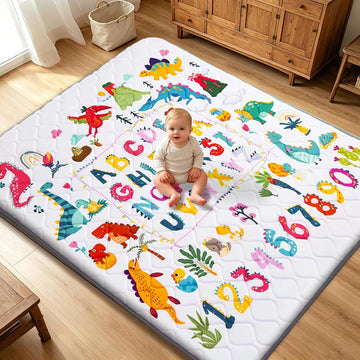 Play Mat - Thicken 71x59 Inch Soft Foam Crawling Mat for Playpen & Floor, Non-Slip Waterproof Playmats for Infants &