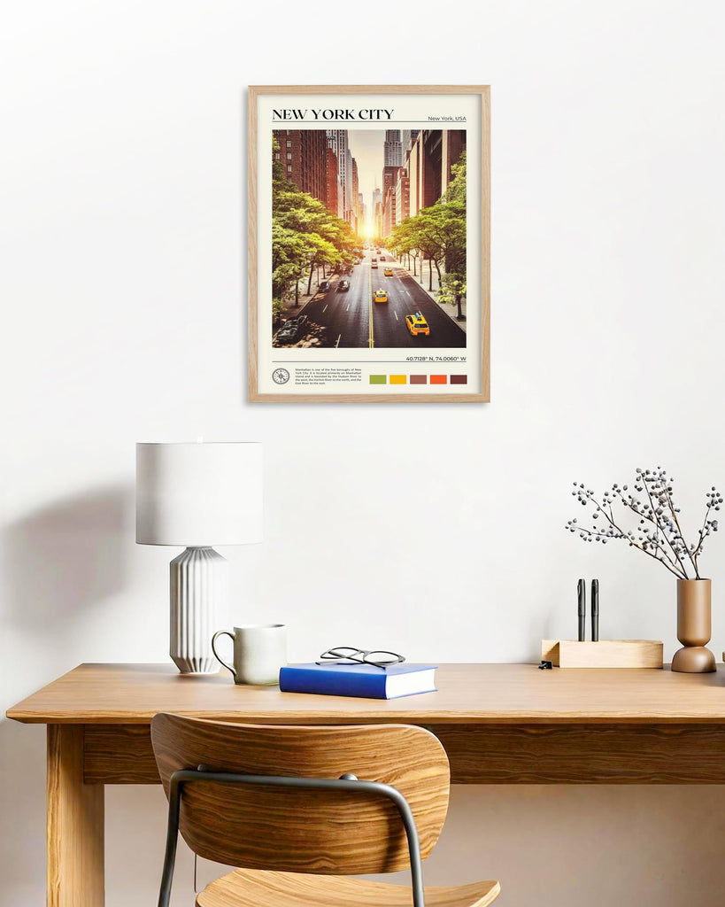 12x16IN New York Street Framed Wall Urban Canvas Print, 1Pack