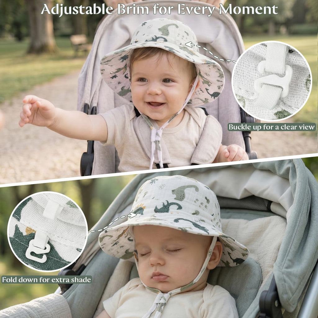 2 Pack Newborn Baby Sun Hat Breathable Muslin Cotton Cap