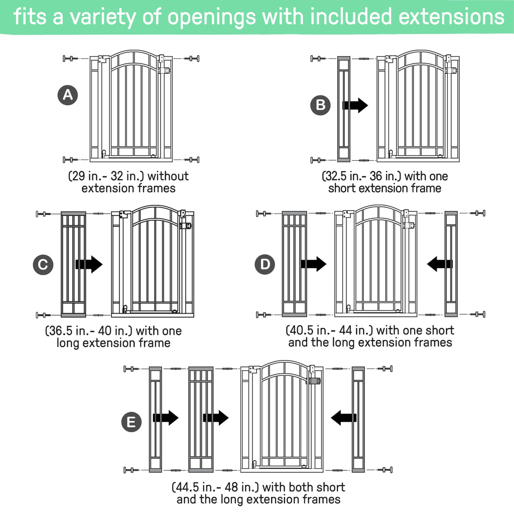 Multi-Use Decorative Extra Tall Walk-Thru Baby Gate, Fits Openings 28.5-48 Inch (Pack of 1), Black Metal, for