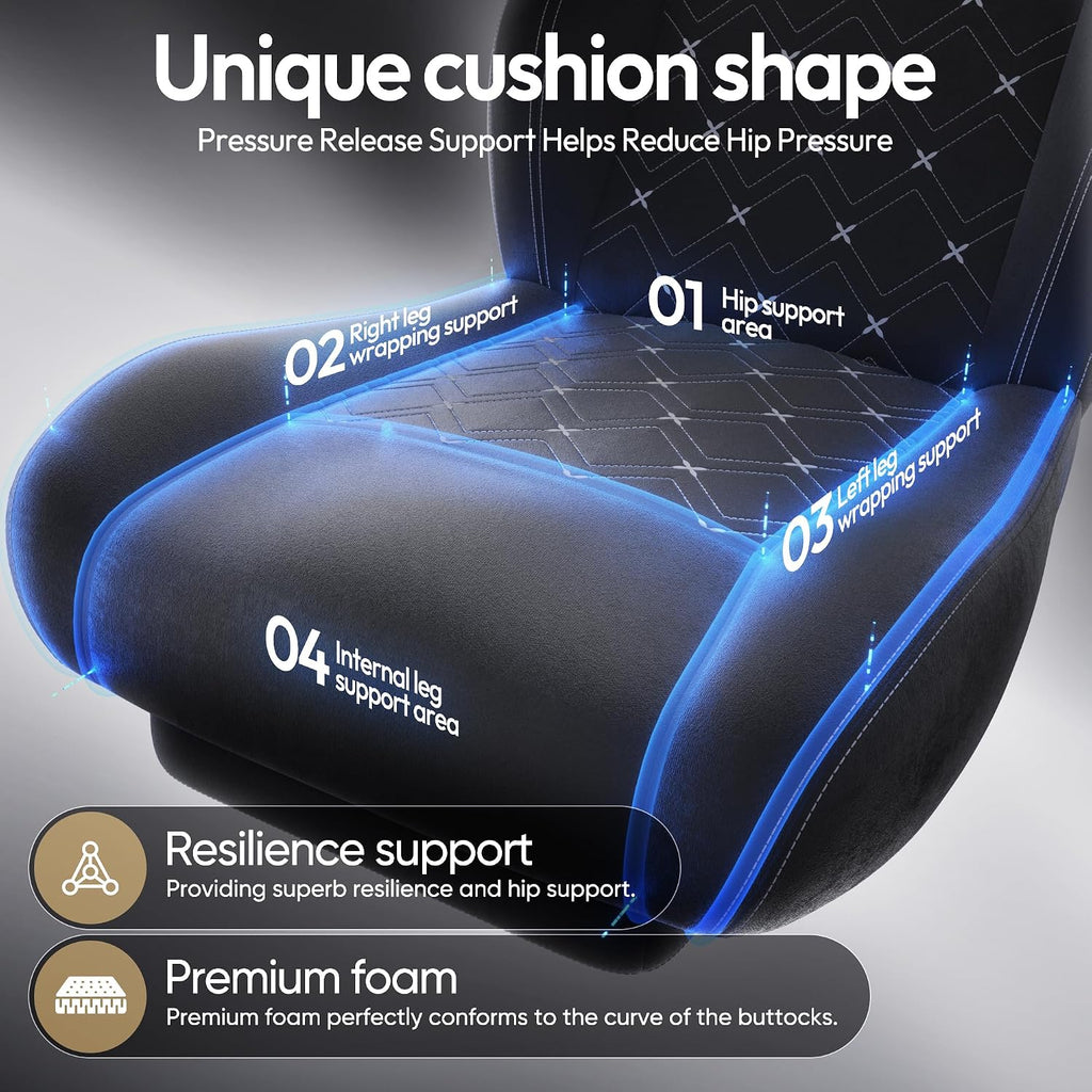Gaming Chair with Heated Massage Lumbar Support,Big and Tall Fabric Gaming Chairs for Adults with Footrest, Ergonomic