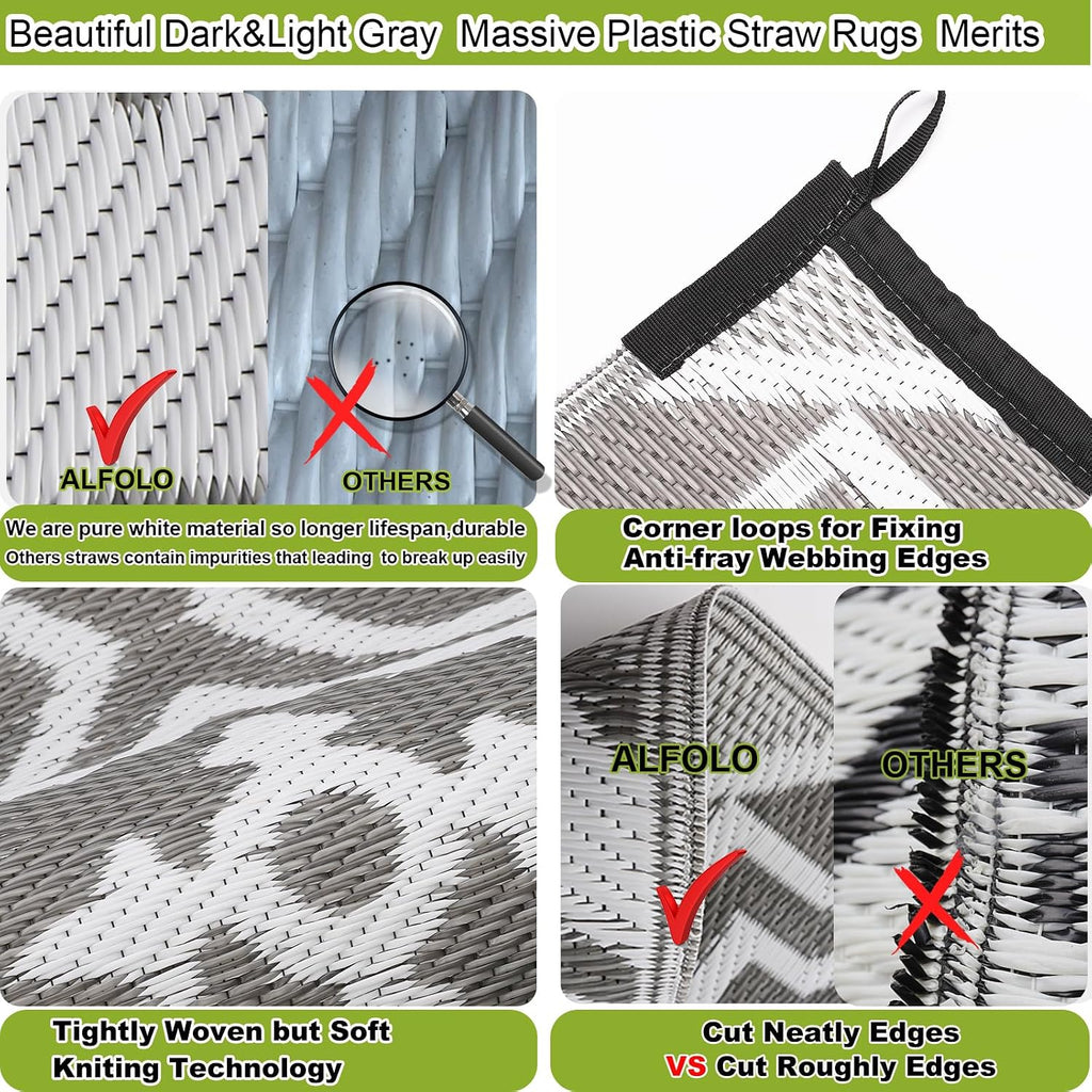 Outdoor Rug for Deck Waterproof,Outdoor Plastic Straw Camping Rug Reversible Mat for,Porch, Balcony Rv Camping