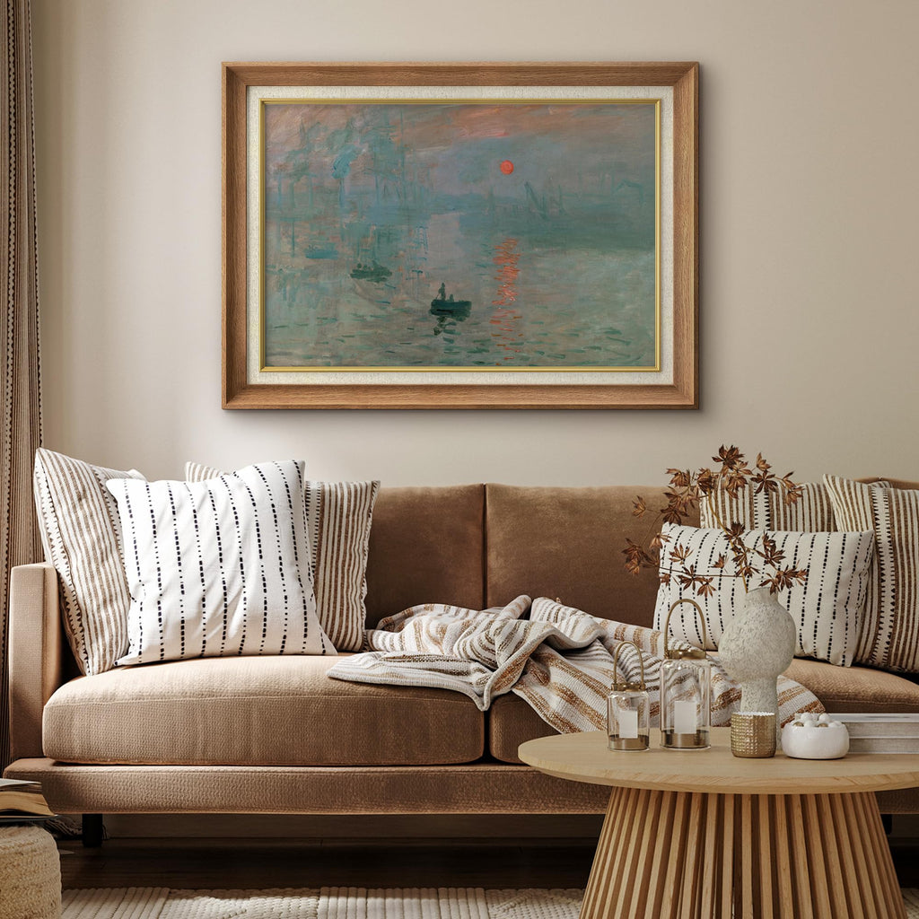 Premium Framed Wall Art Impression of Sunrise by Claude Monet Historic Cultural Illustrations Impressionism Scenic