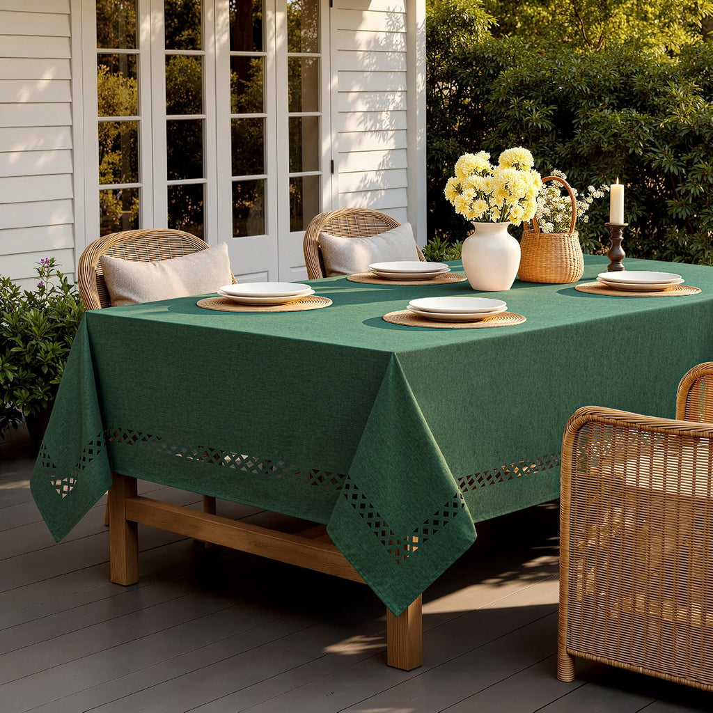 Army Green Rectangle Christmas Tablecloth with Cutouts 60x84 Inch