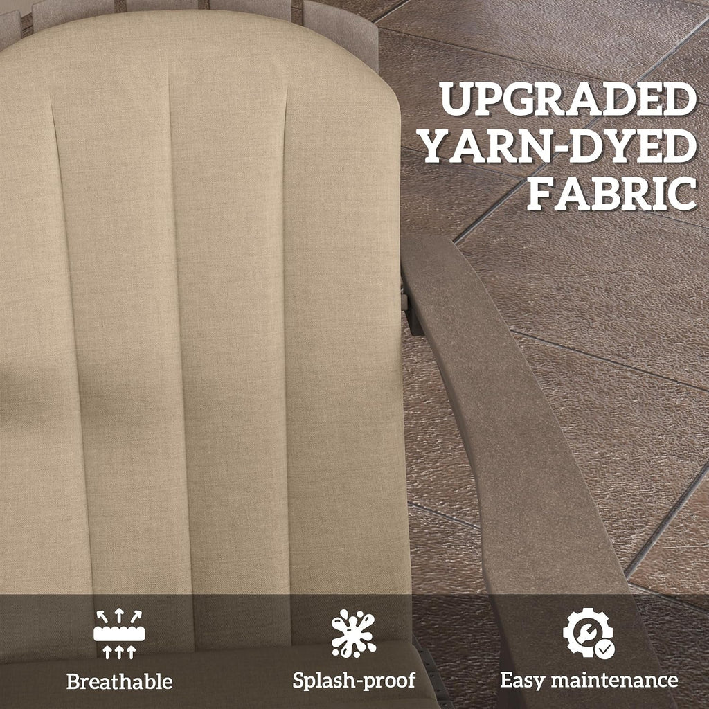 Adirondack Chair Cushion Set of 4, 49" x 20" x 2", Beige | Outdoor Cushions with Ties, 25D High-Density Foam, High