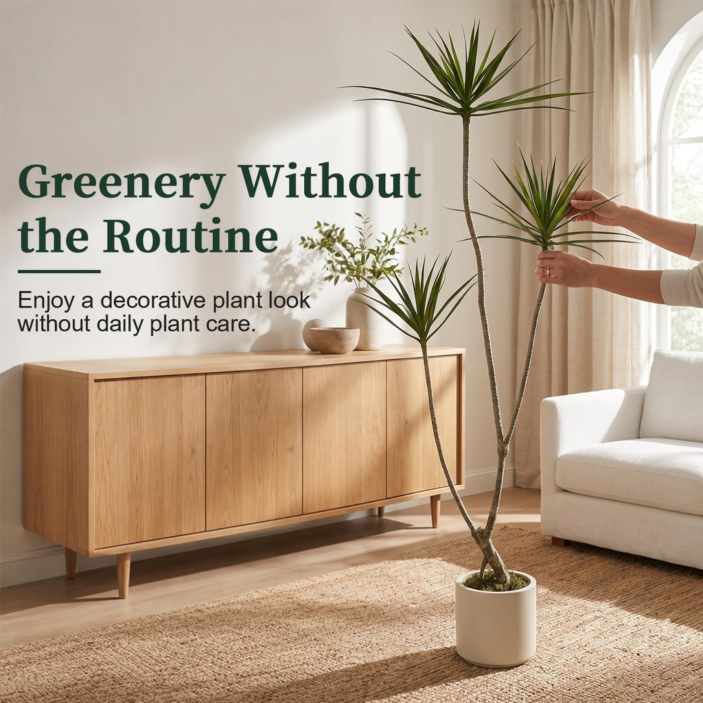 6ft Dracaena Marginata Artificial Tree, 3-Heads Faux Dragon Tree