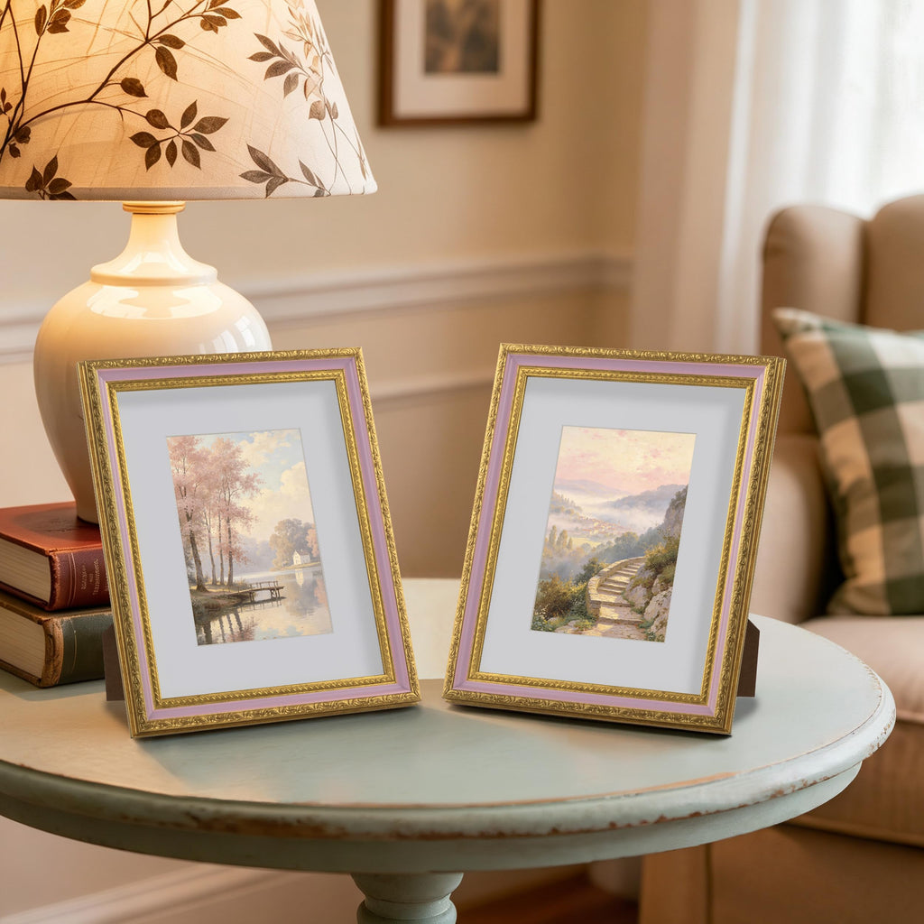 8x10 Vintage Picture Frame, Glass Cover, Pink Gold, 2-Pack